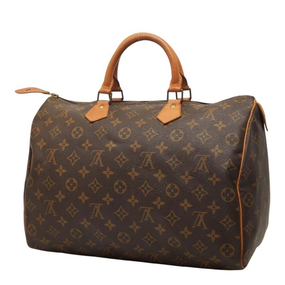LOUIS VUITTON Brown Monogram Leather Speedy 35 Boston Bag - Picture 2 of 13